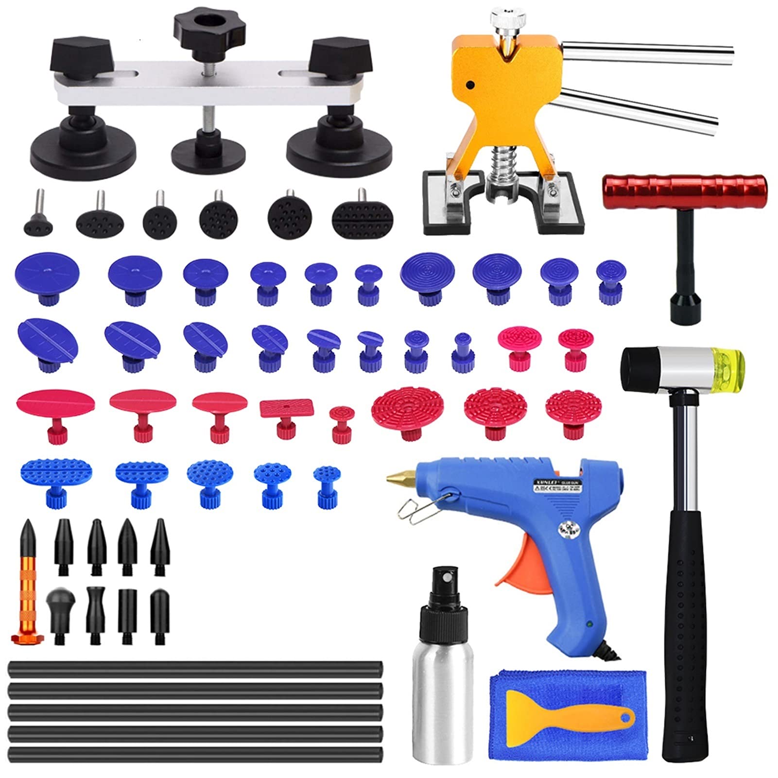 Dellen Reparaturset Auto,Beulenzieher Auto Auto-lacklose Ziffer-Reparatur-Kits - Auto-Dent-Puller mit Bridge-Dent Puller-Kit für Automobile-Karosserie-Motorrad Kühlschrank(Set 1) von Janmobrian