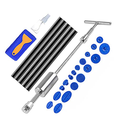 Dellen Reparaturset Auto,Beulenzieher Auto Auto lacklosen Dent Removal Tool Kit Dent Reparatur Kit Dent Puller Kit Rutsche Rückwärtshammer Klebstofflasche Saugnäpfe Hagel Kit(Set2) von Janmobrian