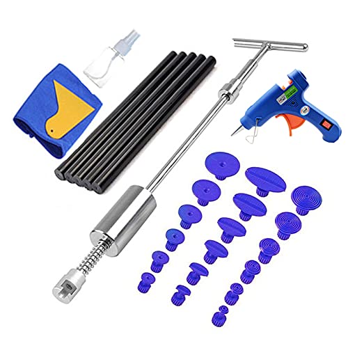 Dellen Reparaturset Auto,Beulenzieher Auto Auto lacklosen Dent Removal Tool Kit Dent Reparatur Kit Dent Puller Kit Rutsche Rückwärtshammer Klebstofflasche Saugnäpfe Hagel Kit(Set3) von Janmobrian