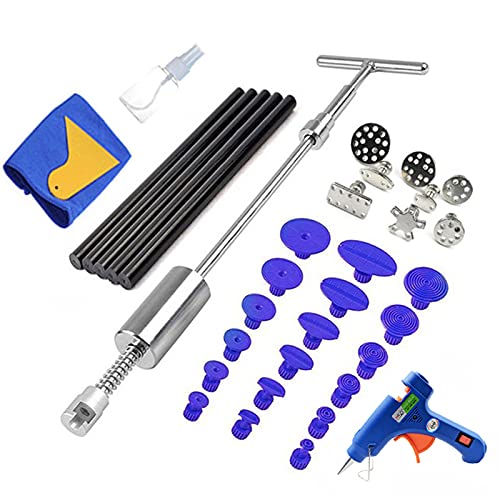 Dellen Reparaturset Auto,Beulenzieher Auto Auto lacklosen Dent Removal Tool Kit Dent Reparatur Kit Dent Puller Kit Rutsche Rückwärtshammer Klebstofflasche Saugnäpfe Hagel Kit(Set5) von Janmobrian