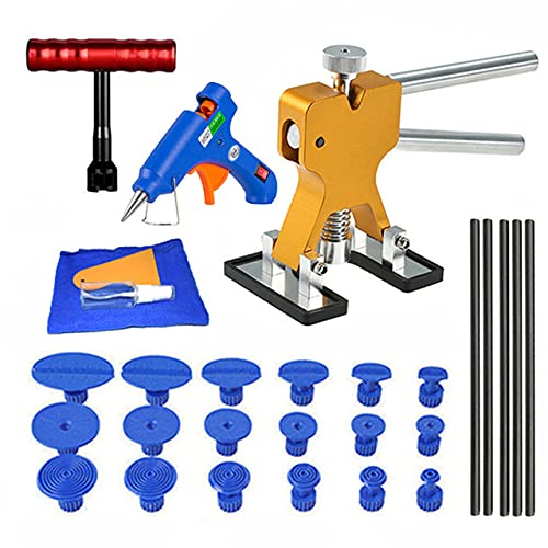 Dellen Reparaturset Auto,Beulenzieher Auto Auto lacklosen Dent Removal Tool Kit Dent Reparatur Kit Dent Puller Kit Rutsche Rückwärtshammer Klebstofflasche Saugnäpfe Hagel Kit(Set6) von Janmobrian