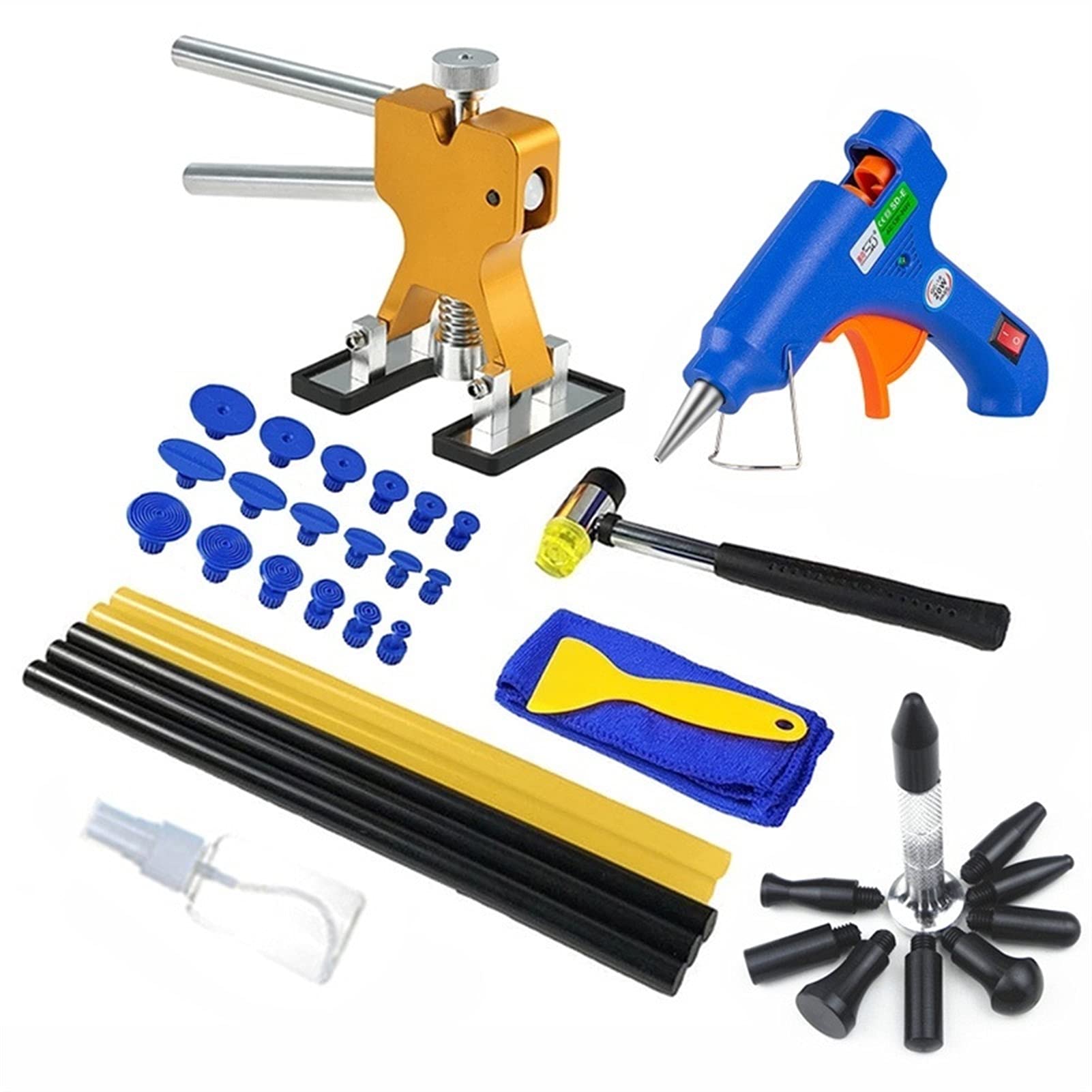 Dellen Reparaturset Auto,Beulenzieher Auto Karosserie lacklosen dent reparaturwerkzeuge dent reparatur kit auto dent puller mit klebstoffabzieher laschenentfernung kits für fahrzeug auto auto(Set1) von Janmobrian