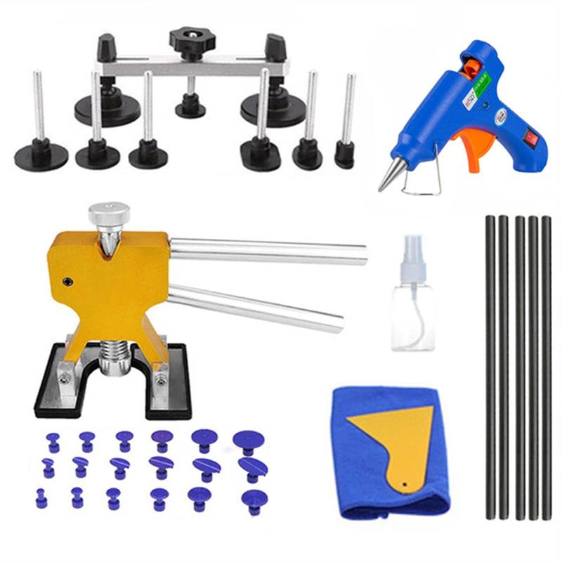 Dellen Reparaturset Auto,Beulenzieher Auto Karosserie lacklosen dent reparaturwerkzeuge dent reparatur kit auto dent puller mit klebstoffabzieher laschenentfernung kits für fahrzeug auto auto(Set2) von Janmobrian