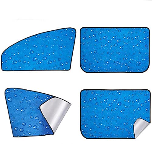 Frontscheibenabdeckung Autozubehör Autofenster Sonnenschutz Magnetische Windschutzscheibe Visier Abdeckung Block 4 Fenster Sonnenschirm UV Protect Autofenster Film 4pcs / Set(Blue Silver) von Janmobrian