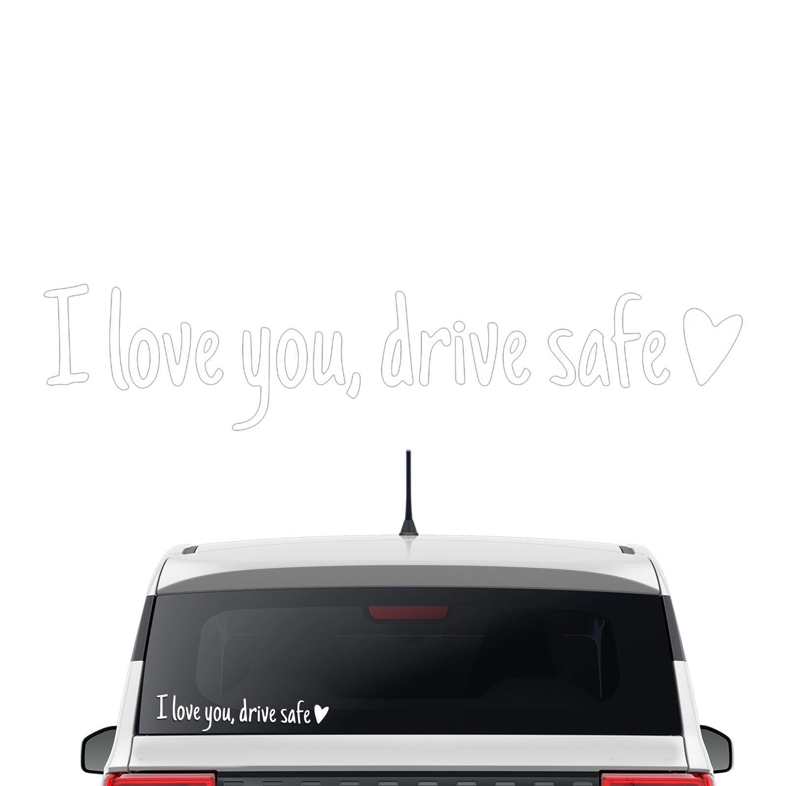 Aufkleber für die Rückansicht, „I Love You“-Aufkleber für die Rückansicht | Aufkleber „I Love You Drive Safe Rear View“ - Wasserdichter Rückspiegel-Windschutzscheiben-Buchstabe-Herz-Autozubehör-Stick von Janurium