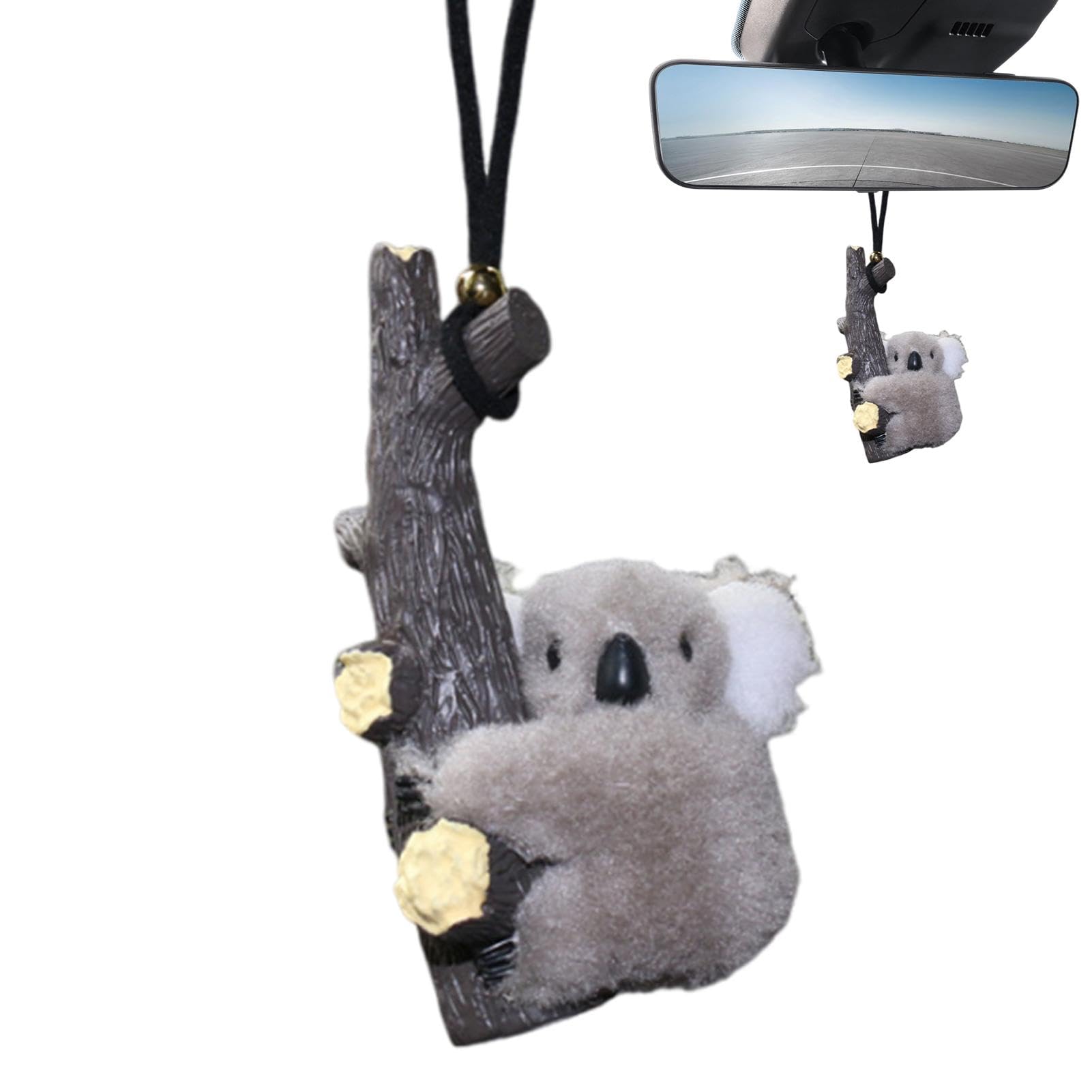 Rückansicht Glas-Plüsch-Koala, Plüsch-Koala-Ornament für Auto | Plüsch-Koala-Anhänger für Auto-Rückspiegel | Lustiger Roadtrip-Rucksack mit Tieranhängern, Automobilverkleidung für Wohnwagen, Minivan, von Janurium