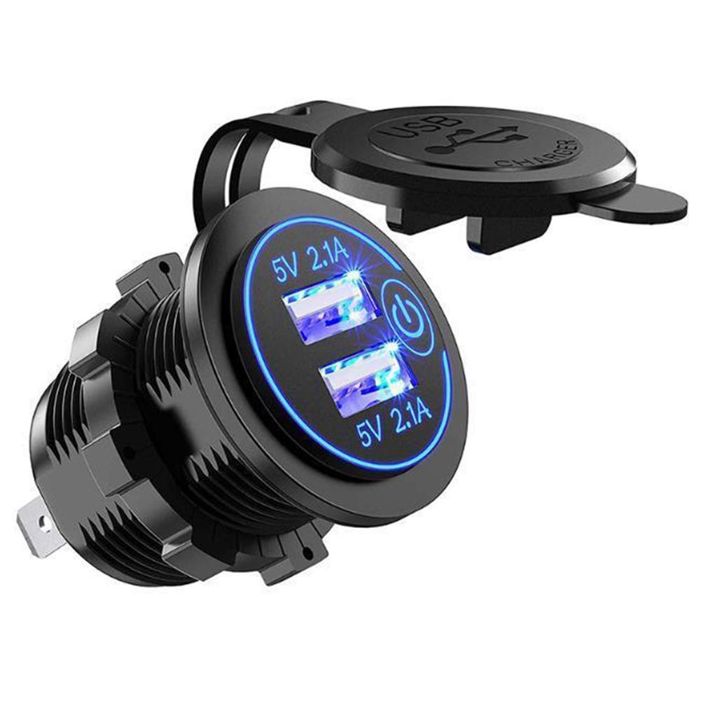 Jasaly Auto Zigarette - Feuerzeug USB Aufladen Dual 5V / 4.2 QC3.0 Schalter wasserdichte Buchse LED A. von Jasaly