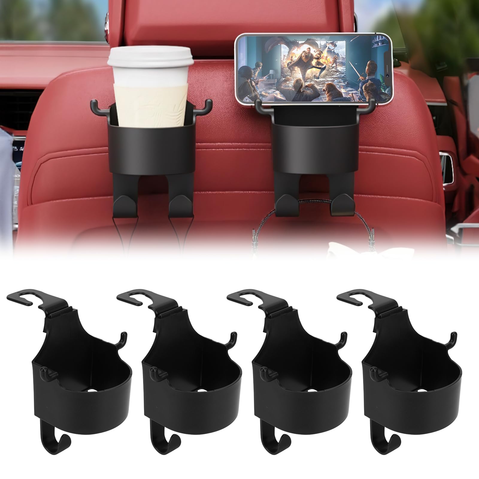 Auto Getränkehalter, 2 Stück universeller Getränkehalter für Auto, Getränkehalter Auto mit 4 Haken, Flaschenhalter für Auto Aschenbecher, Kaffeebecher und Getränkedose von Jasfyee