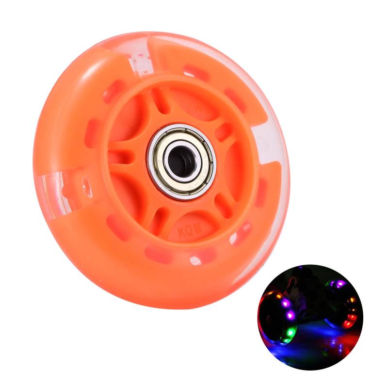 Stunt Scooter Reifen, Stunt Scooter Rollen 80mm mit 3 Blinkenden LED Leuchten, Scooter Räder mit ABEC 9 Lagern, Scooter Wheels 80mm für Alle Stunt Scooter mit 80mm Rädern (orange) von Jasfyee