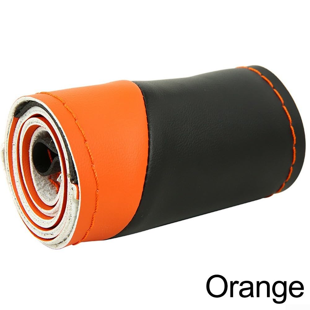 Rüsten Sie Ihr Lenkrad mit einem selbstgenähten Bezug auf, Mikrofaser-Ledermaterial, für 15 cm Durchmesser (orange) von Jayruit