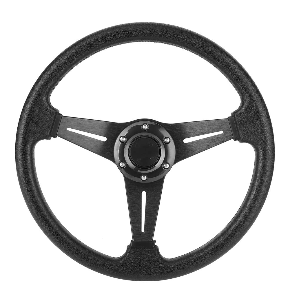 14-Zoll-Universal-Rennlenkrad, Drift-Rennlenkrad, Modifiziertes Auto-Sportlenkrad-Zubehör (BLACK) von Jectse