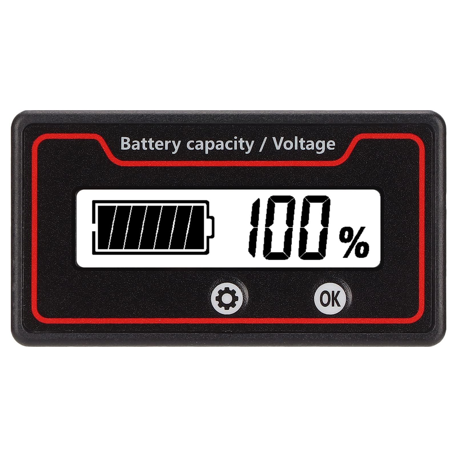 Jectse Batteriemessgerät, 12 V 24 V 36 V 48 V 72 V 84 V Batteriekapazitäts-Spannungsmesser mit Lichtalarm, Professionelles DC-Batterieüberwachungsmessgerät für Elektrofahrzeuge(Weiß) von Jectse