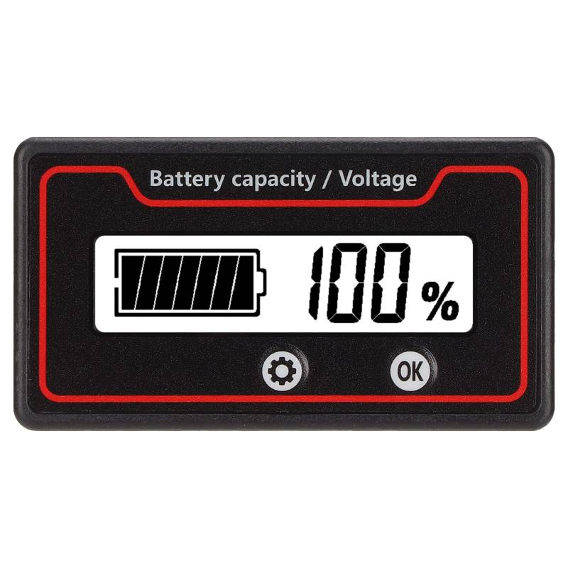 Jectse Batteriemessgerät, 12 V 24 V 36 V 48 V 72 V 84 V Batteriekapazitäts-Spannungsmesser mit Lichtalarm, Professionelles DC-Batterieüberwachungsmessgerät für Elektrofahrzeuge(Weiß) von Jectse