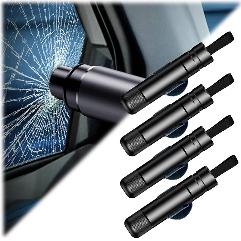 2024 New Safehammer, Safehammer Glass Breaker, Car Safety Hammer, Safe Hammer Glass Breaker (4pcs-Black) von Jeeeun