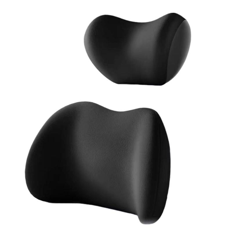 Car Headrest & Lumbar Support Cushion, Car Headrest Cushion, Ergonomic Car Seat Headrest & Lumbar Cushion for Neck Back Pain Relief - Idea for Office Chair (Black,Headrest+Lumbar Pillow) von Jeeeun