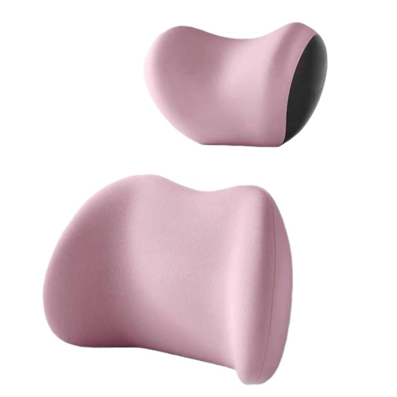 Car Headrest & Lumbar Support Cushion, Car Headrest Cushion, Ergonomic Car Seat Headrest & Lumbar Cushion for Neck Back Pain Relief - Idea for Office Chair (Pink,Headrest+Lumbar Pillow) von Jeeeun