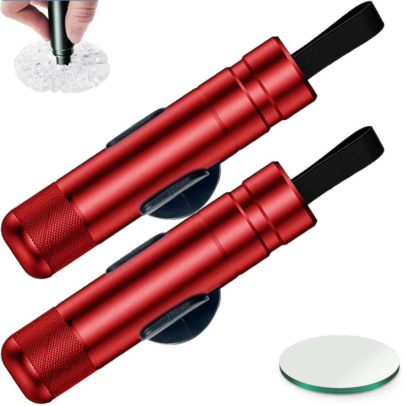 Resquestick Emergency Tool 2024 New, Resquestick Rescue Glass Breaker, Safe Hammer Glass Breaker-Seat Belt Cutter (2pcs-red) von Jeeeun