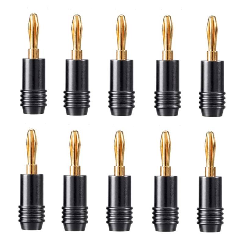 Jeenuuder 10 StüCk Bananenstecker für Lautsprecher 4K Vergoldet 4MM Bananenstecker für Lautsprecheradapter Audio Video Schwarz von Jeenuuder