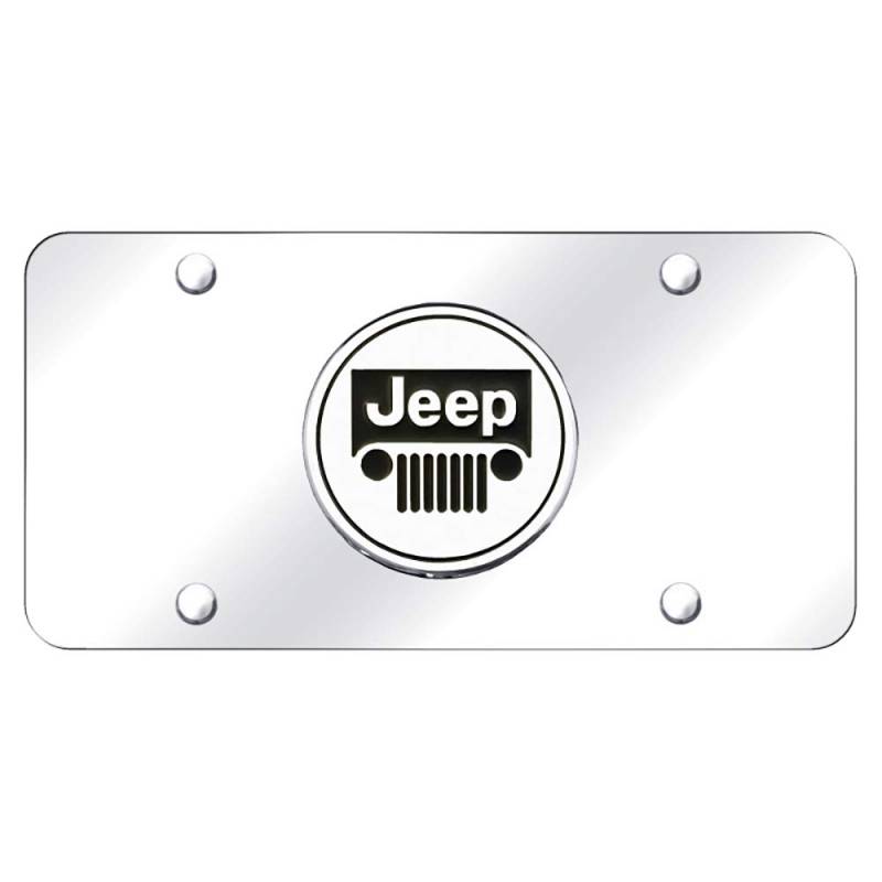 Jeep Chrome Logo auf Edelstahl Nummernschild von Jeep