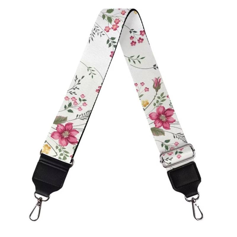 Jeiento Ersatz Handtaschengurt Geldbörse Riemen für Frauen Mädchen Rosa Blumen Verstellbar Crossbody Tasche Gurt mit Karabiner Silber von Jeiento