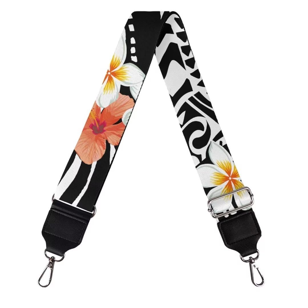 Jeiento Gelber Plumeria breiter Geldbörsenriemen Lachs Hibiskus Gitarre Schultergurte Ersatz Floral Geldbörsen Tote Bag Strap für Frauen Mädchen von Jeiento