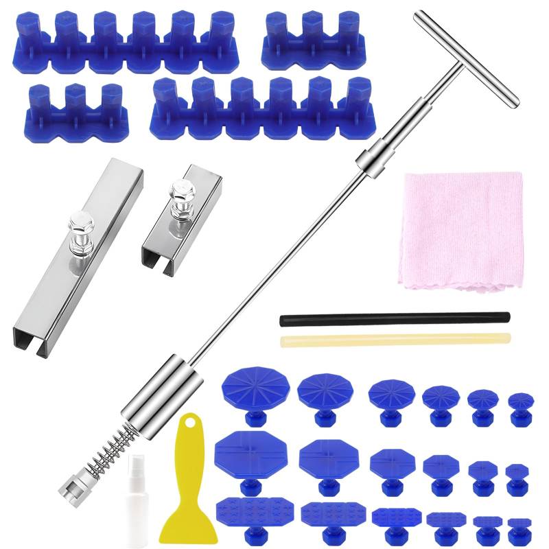 Jeinbuil Dellen Reparatur Ausbeulwerkzeug T Bar Puller Auto Reparatur Dellen Reparaturset Auto Paintless Dent Removal Kit für Fahrzeug Dellen Entfernen von Jeinbuil