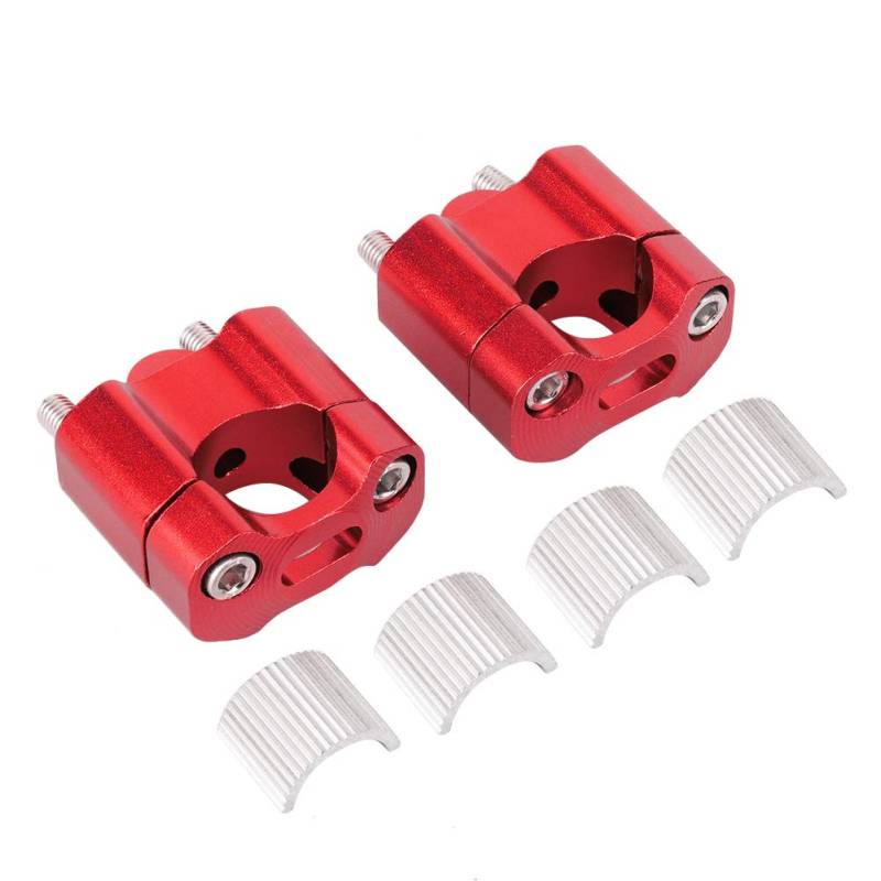 1 Paar Lenkerklemme Riser, CNC Aluminiumlegierung Universal Lenkererhöhung Fat Bar Mount Clamp - 22 mm und 28 mm(Rot) von Jenngaoo