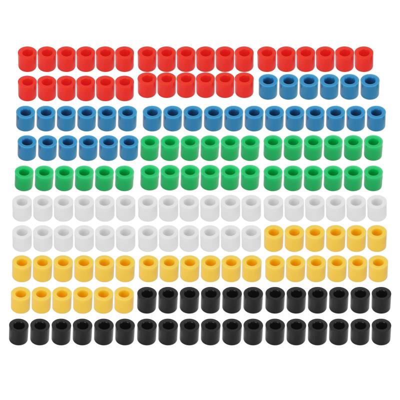 180 Stück Drucktaste Abdeckung, 6 Farben runde Steckbrett Drucktaster Abdeckung Momentary Tactile Tact Push Button Switch Cover von Jenngaoo