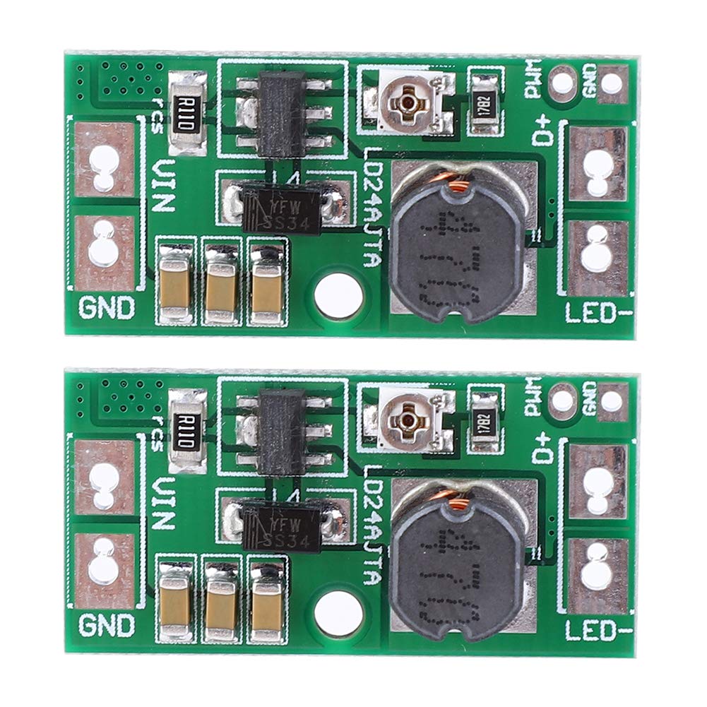 2 Stück LED Treiber, LD24AJTA Einstellbare LED Treiberplatine, 20W DC 6~25V gesteuerter DC-DC Abwärts Konstantstromwandler von Jenngaoo