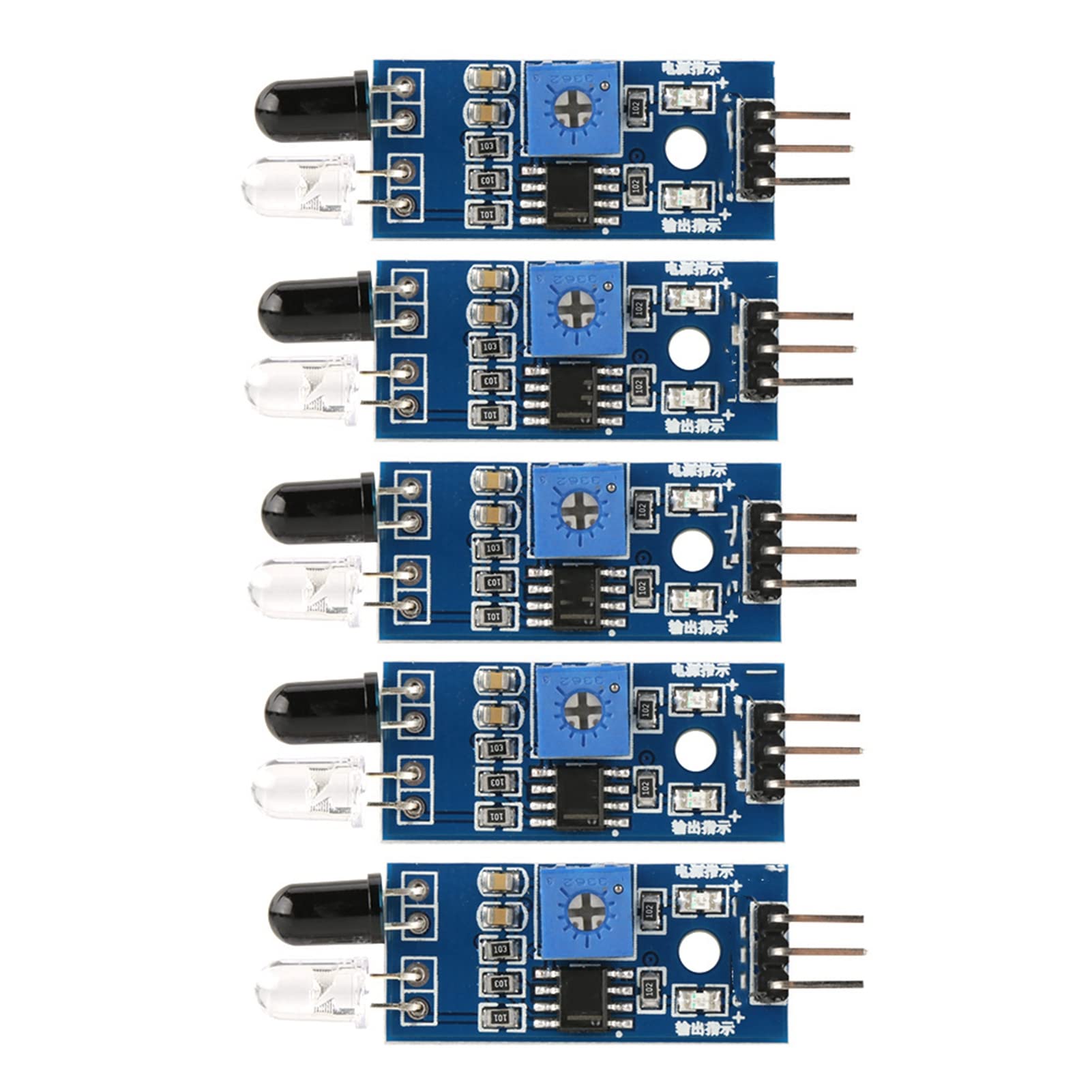 5pcs Hindernisvermeidungssensormodul, IR-Lichtschranke Barrierelinie Hindernisse Vermeidungsmodule mit IR-Übertragung für Smart Car Robot von Jenngaoo