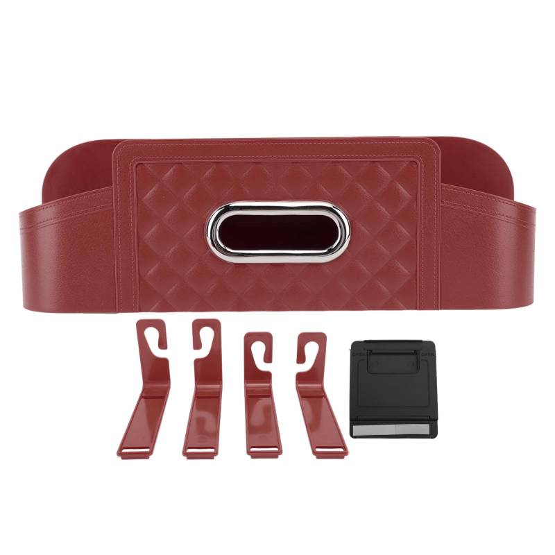 Jerliflyer Auto-Rücksitz-Organizer, multifunktional, große Kapazität, Rücksitz-Aufbewahrungsbox und Taschentuchhalter für tägliche Reisen, Auto-Organizer mit Taschentuchhalter (Wine Red) von Jerliflyer