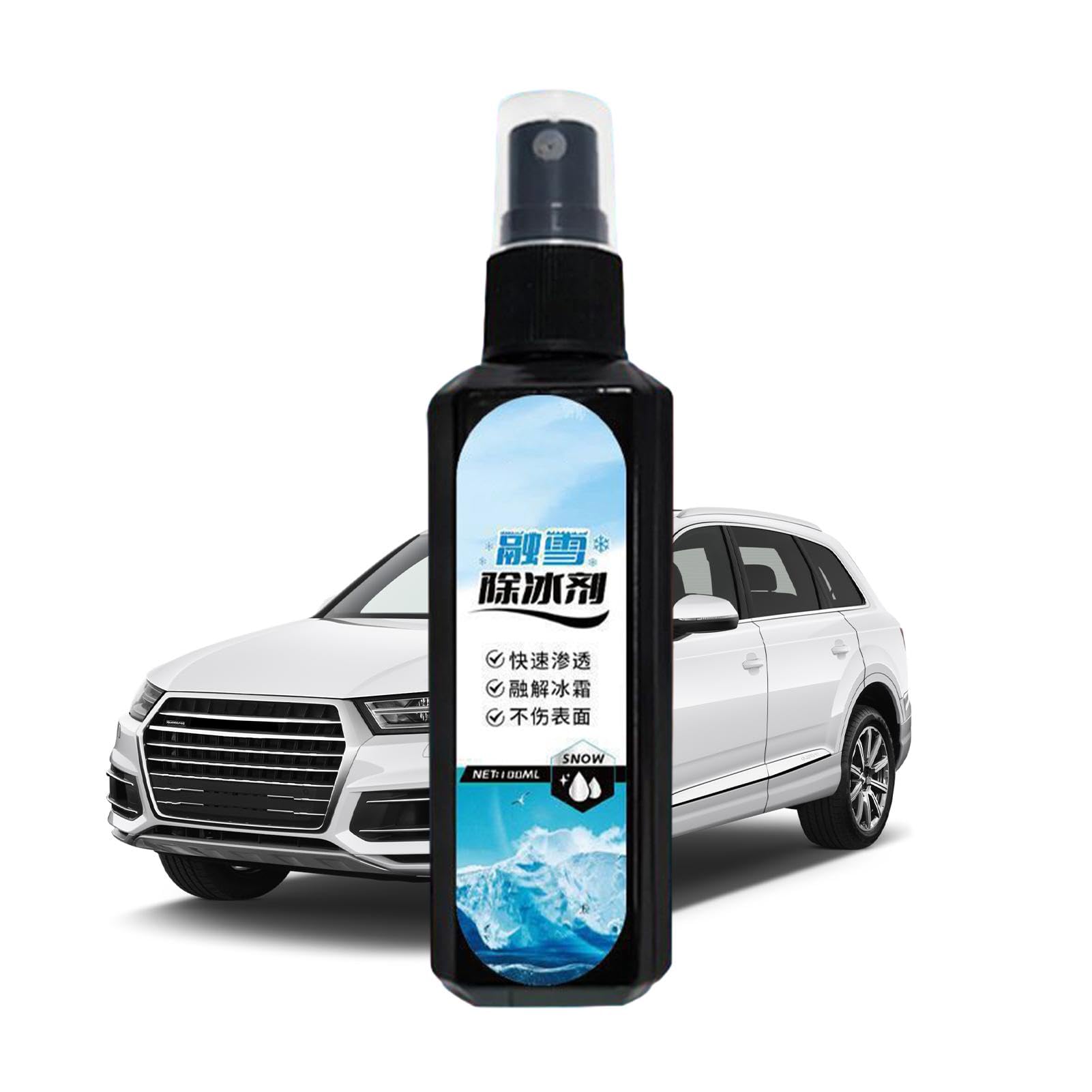 Jeruytgh Windschutzscheiben-Enteisungsspray,Windschutzscheiben-Enteisungsspray - 100 ml Schneeschmelzendes Auftauspray | Schmilzt leicht Eisfrost-Spray, schmilzt Eisfrost und Schnee schnell von Jeruytgh