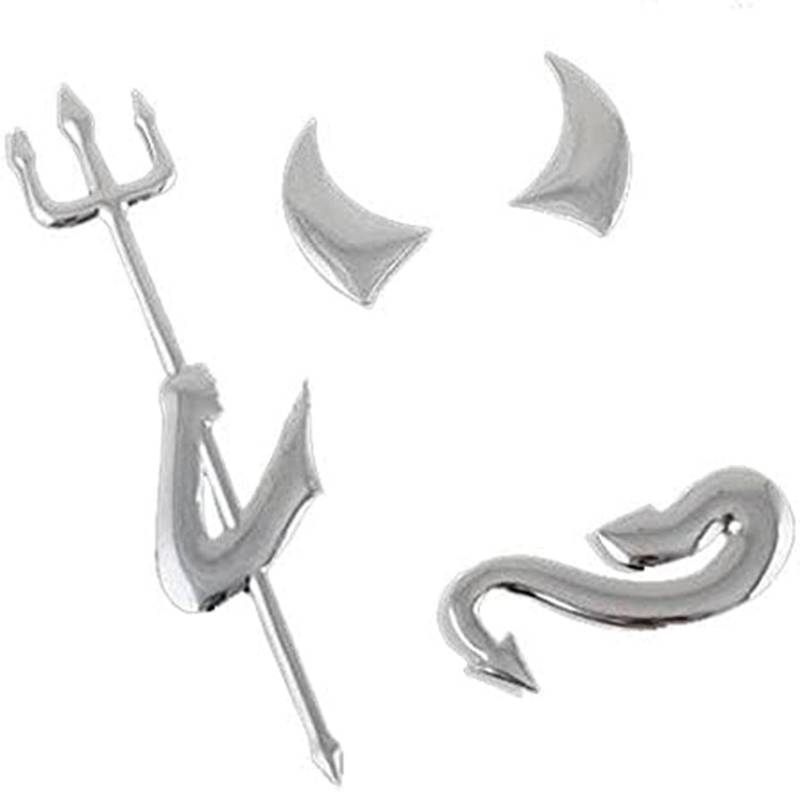 Jevina 3D Chrom Silber Auto Aufkleber Devil Emblem, (019953) von Jevina