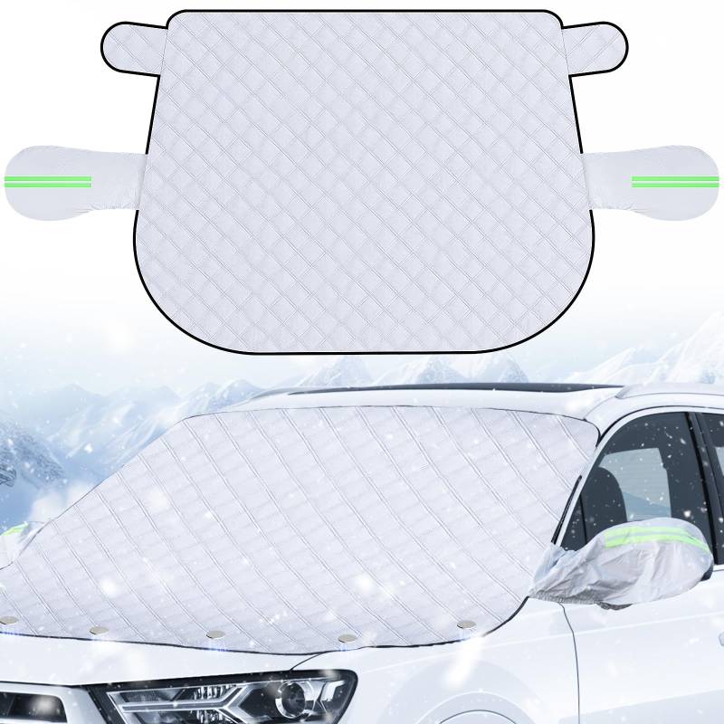 Frontscheibenabdeckung Winter, Scheibenabdeckung Auto Winter, Ultra-Dick Windschutzscheibenabdeckung mit Magneten & Spiegelabdeckungen für gegen Sonne, Frost, Schnee, EIS für Auto/SUVS(157×126cm) von Jewan