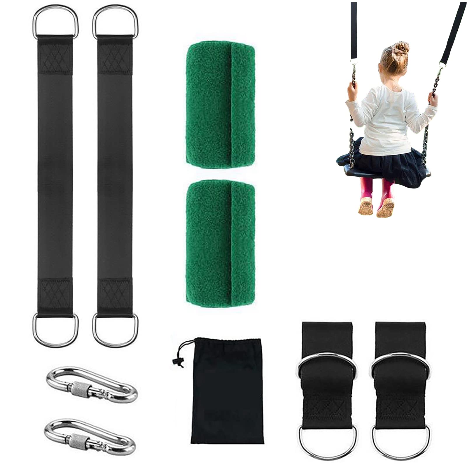 Jextou Hängematten-Gurt-Set, sichere Schaukelgurte, Polyester, tragbar, Hängemattengurte mit Baumschutz und D-Ringen aus Edelstahl, reißfest, für Parks, Outdoor, Wandern, Terrassen, Höfe von Jextou