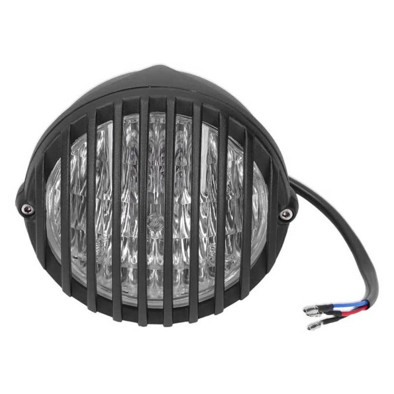 Jialouboo 12V 5 Zoll Kühlergrill Scheinwerfer Matt Schwarz Grill Scheinwerfer M10 Bolt Mount Motorrad Geeignet für Alle Retro Motorräder von Jialouboo