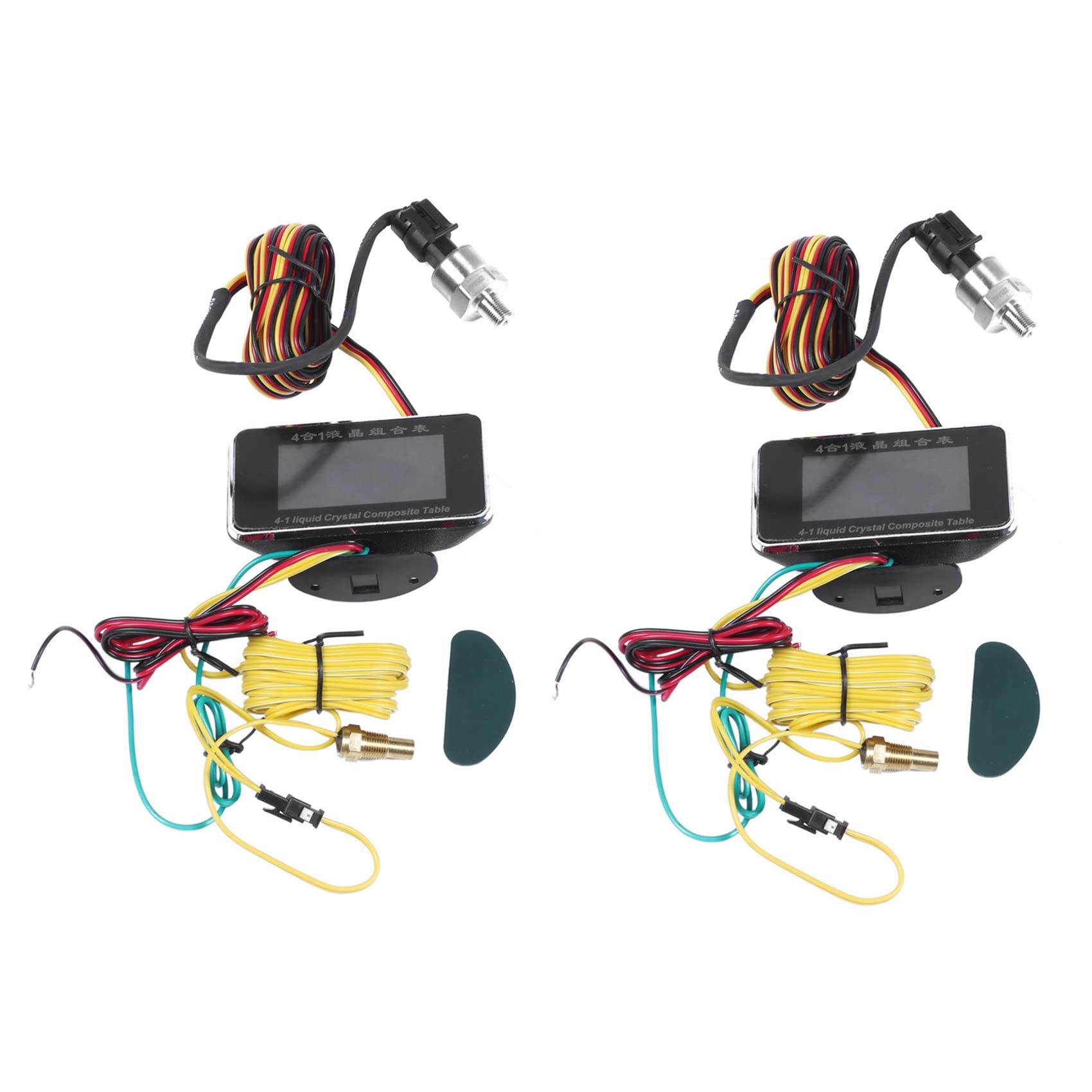 Jialouboo 2X 12 V / 24 V 4 in 1 LCD Auto Digital Alarm Manometer Druck Voltmeter Volt Wasser Temperatur ÖL Druck Kraftstoff von Jialouboo