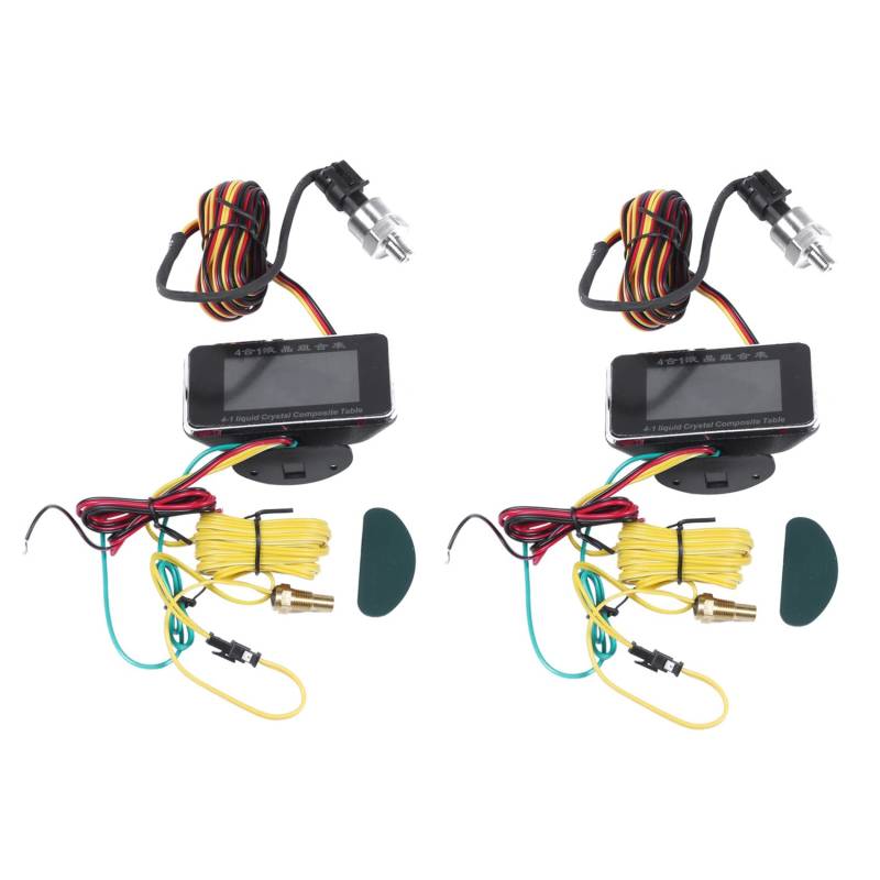 Jialouboo 2X 12 V / 24 V 4 in 1 LCD Auto Digital Alarm Manometer Druck Voltmeter Volt Wasser Temperatur ÖL Druck Kraftstoff von Jialouboo
