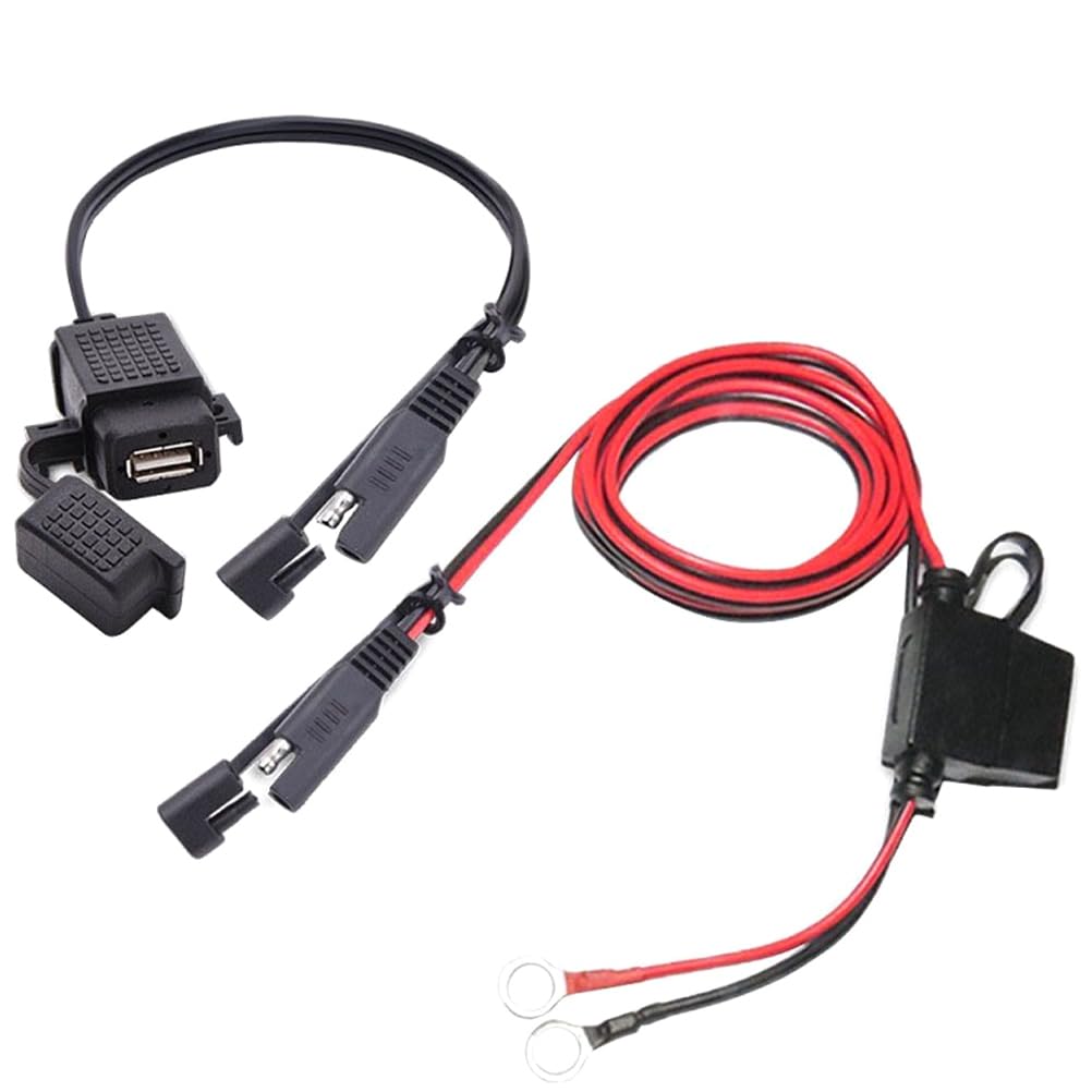 Jialouboo 3,1 A Motorrad USB-Ladegerät Adapter Kit Wasserdichtes Ladegerät Ladegerät Adapter SAE auf USB Adapter Telefon GPS Aufladen für Motorrad von Jialouboo