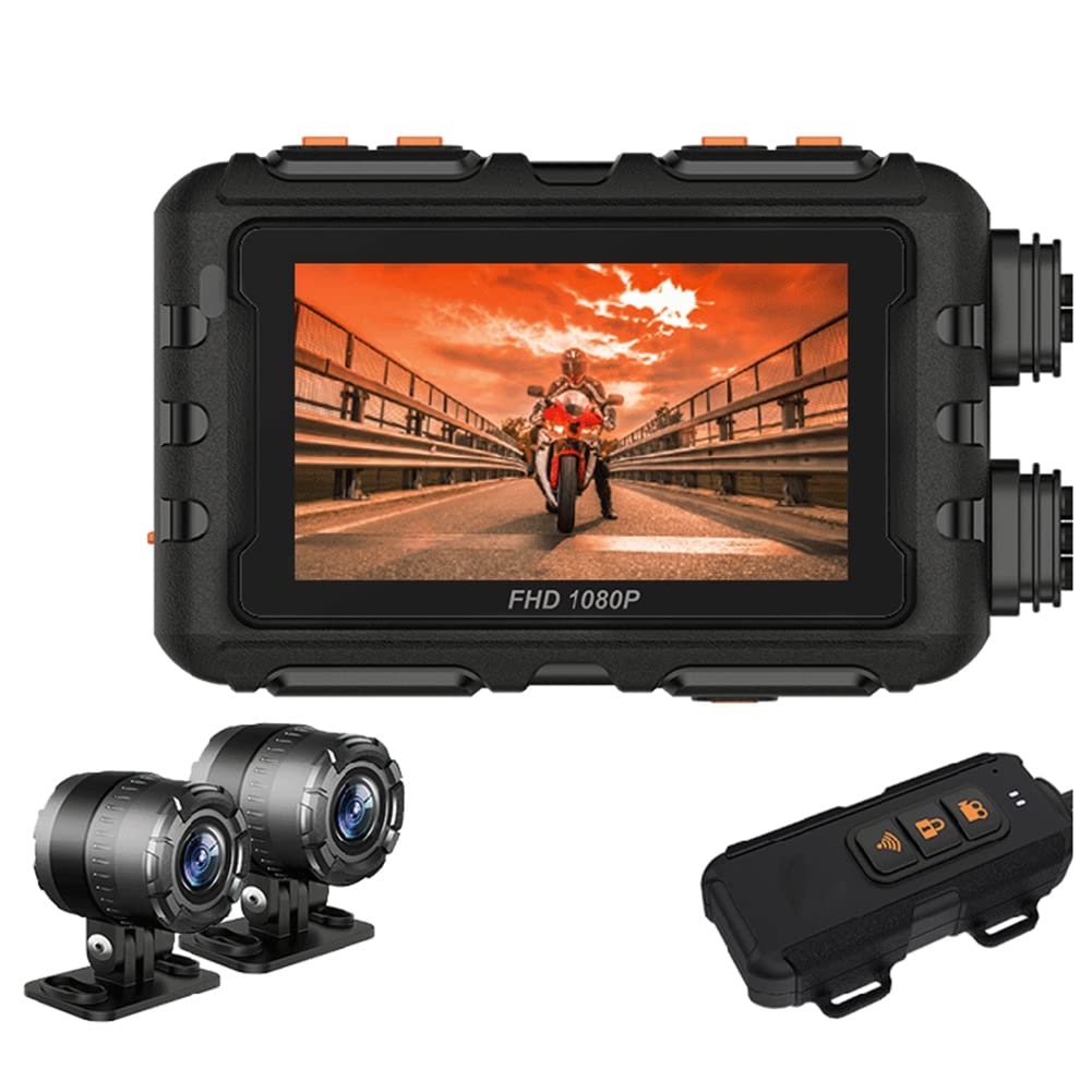 Jialouboo Motorrad DVR Dash Cam HD 1080P 7,6 cm Touchscreen Front Rückansicht Wasserdicht Motorrad Kamera GPS Recorder Ersatz Zubehör von Jialouboo