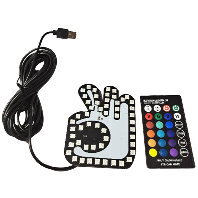 Jialouboo Universal Funny Car Finger Light with Remote OK Gesture Lamp Glow Panel for Car Window Decorative von Jialouboo