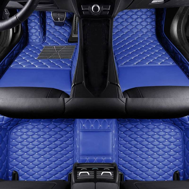 Benutzerdefinierte Auto Fußmatten Anpassbare 95% Auto Modell PU Leder voller bedeckter Schutz Advanced Performance Liners,Blau von Jialuode