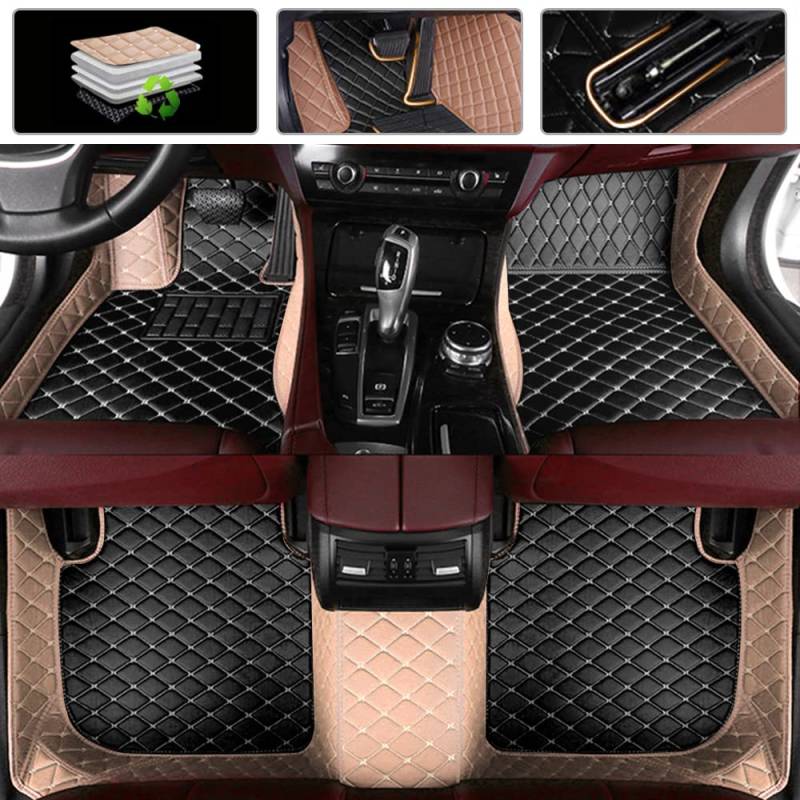 Jialuode Anpassen Auto Fußmatten für Buick GL6 GL8 VELITE Excelle Regal Larcosse Verano Envision Encore Park Avenue Excelle GT XT Sail Excellegx Enclave Lacrosse Leder Schwarz mit Beige von Jialuode