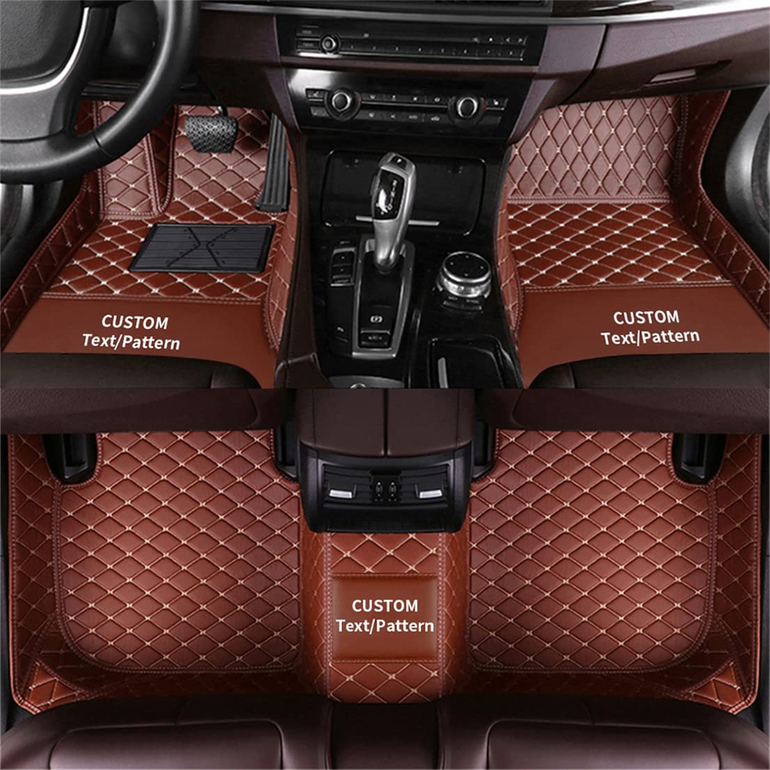 Jialuode Anpassen Auto Fußmatten für Citroën C2 C3 C4 DS3 DS4 DS5 C5 C6 Non-Slip Leder Bodenbeläge Allwetter-Autoteppich Braun von Jialuode