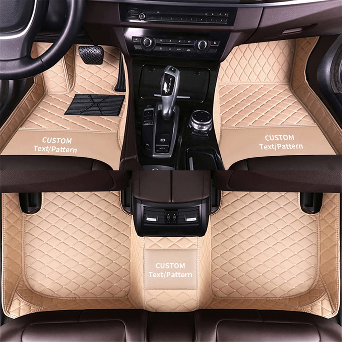 Jialuode Anpassen Auto Fußmatten für Lincoln MKC MKS MKT MKX MKZ Continental Nautilus LS Navigator Non-Slip Leder Bodenbeläge Allwetter-Autoteppich Beige von Jialuode