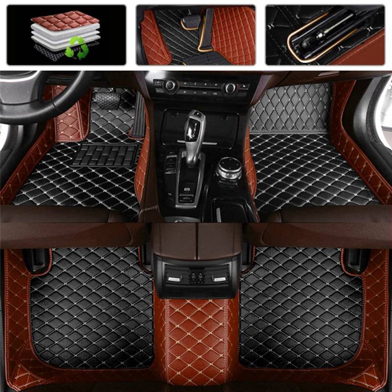 Jialuode Anpassen Auto Fußmatten für Lincoln MKC MKS MKT MKX MKZ Continental Nautilus LS Navigator Non-Slip Leder Bodenbeläge Allwetter-Autoteppich Schwarz mit Braun von Jialuode