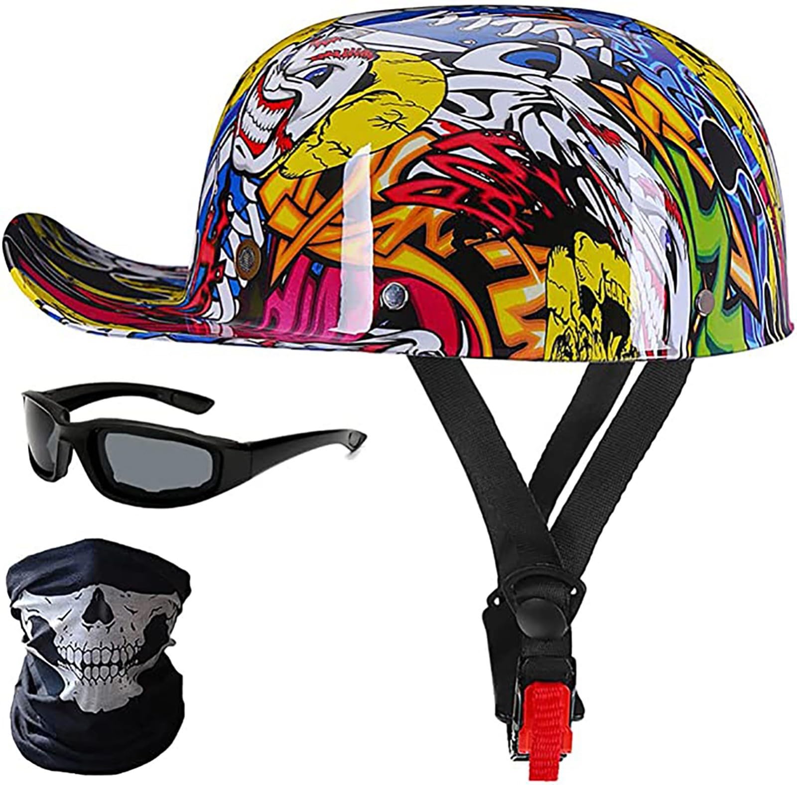 Baseball Cap Motorradhelm Für Erwachsene Männer Frauen Deutschen Stil Halbgesichtshelme Rollerhelm Mopedhelm Straßenhelm Zu Helm DOT F,M/(53~56cm) von JianJud