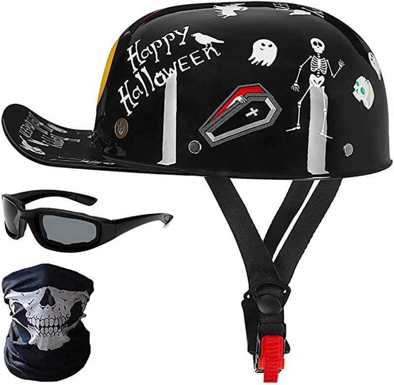 Baseball Cap Motorradhelm Für Erwachsene Männer Frauen Deutschen Stil Halbgesichtshelme Rollerhelm Mopedhelm Straßenhelm Zum Helm DOT A zugelassen, XXL/(63~64cm) von JianJud