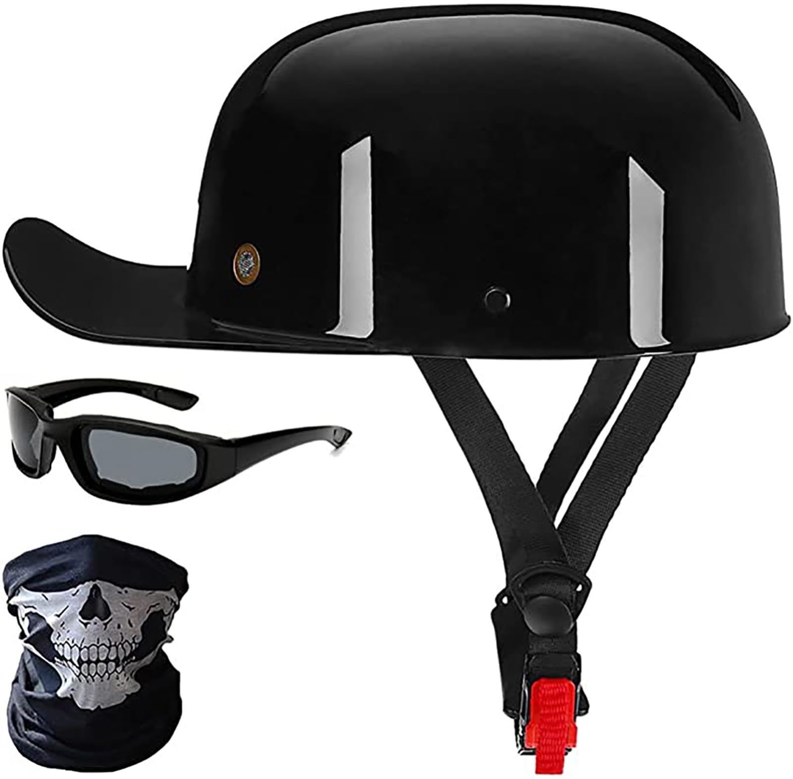 Baseball Cap Motorradhelm Für Erwachsene Männer Frauen Deutschen Stil Halbgesichtshelme Rollerhelm Mopedhelm Straßenhelm Zum Helm DOT B,L/(57~59cm) von JianJud