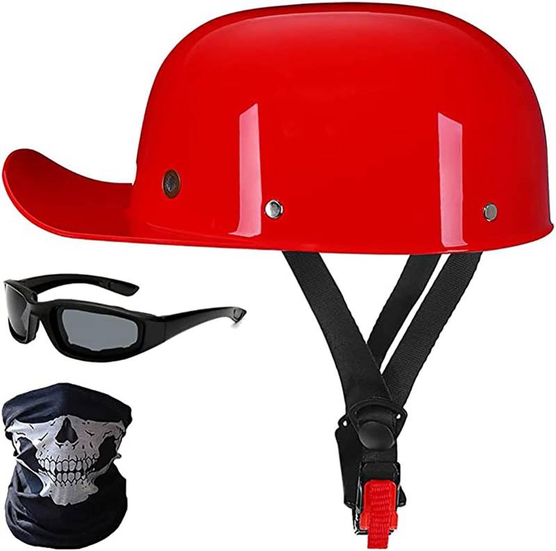 Baseball Cap Motorradhelm Für Erwachsene Männer Frauen Deutschen Stil Halbgesichtshelme Rollerhelm Mopedhelm Straßenhelm Zum Helm DOT E,L/(57~59cm) von JianJud